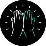 Logo Clap ! coaching mains_noir_blanc_vert